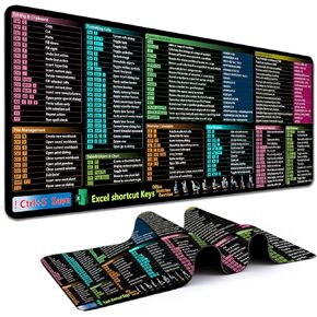 لوحة مكتب Excel Cheat Sheet، لوحة ماوس ألعاب كبيرة مقاس XL، سجادات لوحة مفاتيح كمبيوتر مقاومة للماء مع حواف مخيطة، قاعدة مطاطية غير قابلة للانزلاق، حصيرة كمبيوتر محمول لاختصارات Excel للمنزل والمكتب 31.5 بوصة × 11.8 بوصة in Kuwait