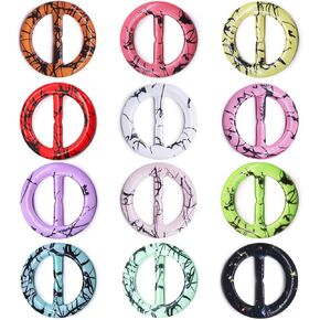 12PCS Silk Scarf Ring Clip T-shirt Tie Clips for Women Fashion Resin Ring Scarves Clasp Waist Buckle for Shirts Clothing Clothing Wrap Holder with 1 Exquisite Box (Inner 30mm/1.18in, Color 12) in Kuwait