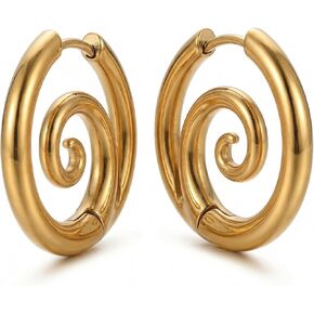 أقراط حلزونية لموجة البحر للنساء، حلق حلزوني فضي حلزوني، أقراط دائرية مكتنزة لا تسبب الحساسية، هدايا مجوهرات عصرية لأعياد الميلاد والعطلات in Kuwait