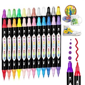 أقلام أكريليك ذات رأس مزدوج من TBC The Best Crafts، 72 لونًا، أقلام طلاء أكريليك برأس دودو، مناسبة للورق والفخار والأحجار وحقائب الظهر والزجاج in Kuwait