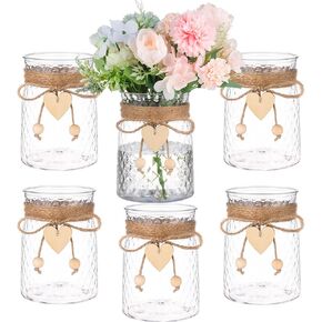 Bud Vase Set of 6 Vases Clear Plastic Small Bud Vases for Flowers Centerpieces Ribbed Vases in Bulk for Wedding Table Decorations Living Room Decorative Home Decor Housewarming Gifts in Saudi Arabia