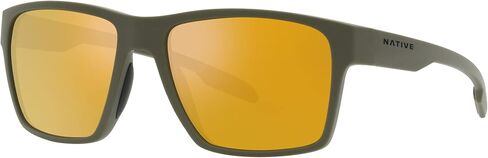 نظارة شمسية Native Man بإطار زيتوني غير لامع، عدسات عاكسة برونزية، 56 ملم in Kuwait