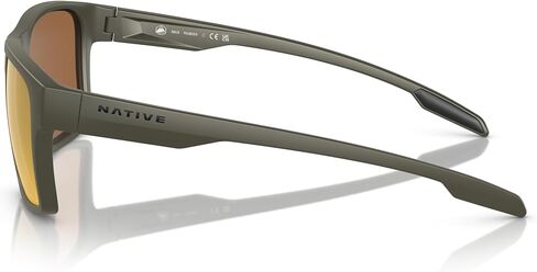 نظارة شمسية Native Man بإطار زيتوني غير لامع، عدسات عاكسة برونزية، 56 ملم in Kuwait