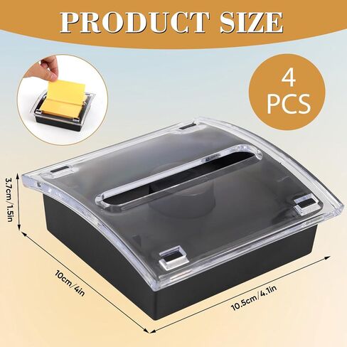 4 Pcs Pop Up Note Dispenser，Sticky Note Holder ，3 x 3 Inch，Clear Top and Black Base Sticky Notes Dispenser for School Office Home Store Classroom Desk Supplies in Saudi Arabia