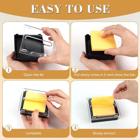 4 Pcs Pop Up Note Dispenser，Sticky Note Holder ，3 x 3 Inch，Clear Top and Black Base Sticky Notes Dispenser for School Office Home Store Classroom Desk Supplies in Saudi Arabia