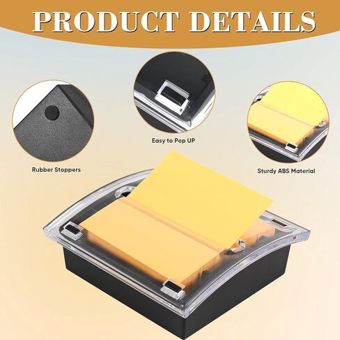 4 Pcs Pop Up Note Dispenser，Sticky Note Holder ，3 x 3 Inch，Clear Top and Black Base Sticky Notes Dispenser for School Office Home Store Classroom Desk Supplies in Saudi Arabia