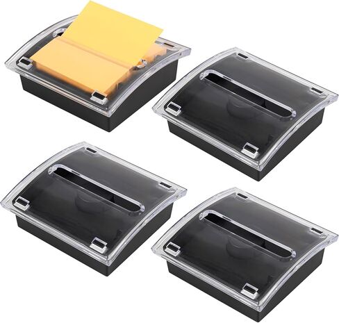 4 Pcs Pop Up Note Dispenser，Sticky Note Holder ，3 x 3 Inch，Clear Top and Black Base Sticky Notes Dispenser for School Office Home Store Classroom Desk Supplies in Saudi Arabia