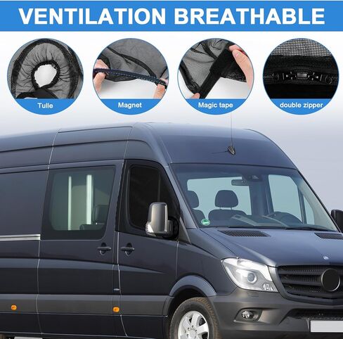 طبقات مزدوجة نافذة جانبية ظلة شاشة علة مغناطيسية للأبواب الأمامية، زوج شاشة علة النافذة وستارة ظلة متوافقة مع مرسيدس سبرينتر 2007-2025 in Kuwait