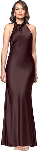 Betsy & Adam Women's Satin Cowl Neck Tie Back Floor Length Dress in Saudi Arabia