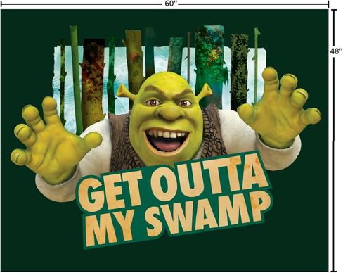 POP Creations Shrek Get Outta My Swamp Large Tapestry 60"X48" – Funny Wall Hanging Flag for Bedroom, Cool Meme Poster, Aesthetic Banner Decor for Dorms in Saudi Arabia