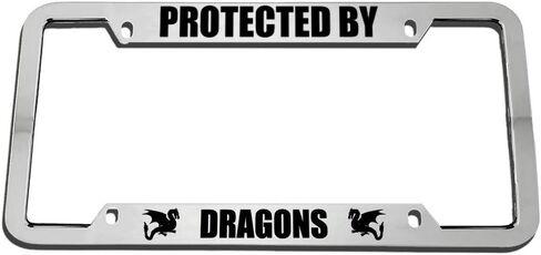 Speedy Pros محمي بواسطة Dragons Zinc Metal لوحة ترخيص الإطار سيارة السيارات العلامة حامل الكروم 4 ثقوب in Saudi Arabia