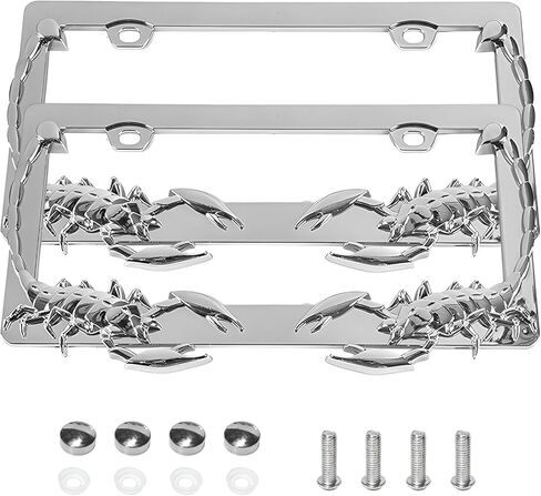 قطعتان من إطارات لوحة ترخيص السيارة، حامل بطاقات تلقائي رائع لامع ثلاثي الأبعاد مع أجهزة، إطار زخرفي مضحك من الكروم ABS للوحات ترخيص السيارات، ملحقات السيارة العالمية (النمط B) in Kuwait