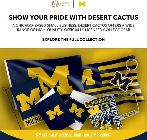 Desert Cactus University of Michigan License Plate Frame Wolverines UM U of M Holder for Front or Back of Car Metal Car Tag Holder Officially Licensed (Slogan 1) in Saudi Arabia