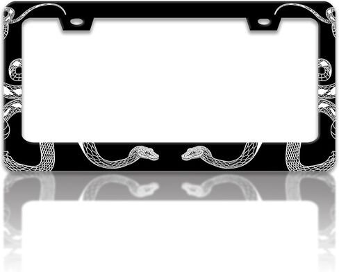 Brown Balck White Cow Print License Plate Frame Spots License Plate Holders Funny Stainless Steel Auto Accessory Bracket 2 Hole with Screws Universal Us Car License Plate Frames 6x12 in for Women Men in Saudi Arabia