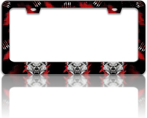 Brown Balck White Cow Print License Plate Frame Spots License Plate Holders Funny Stainless Steel Auto Accessory Bracket 2 Hole with Screws Universal Us Car License Plate Frames 6x12 in for Women Men in Saudi Arabia
