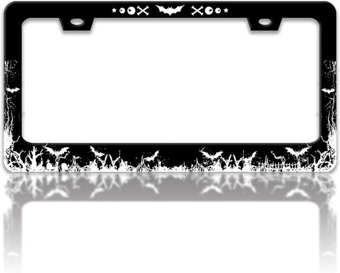 Brown Balck White Cow Print License Plate Frame Spots License Plate Holders Funny Stainless Steel Auto Accessory Bracket 2 Hole with Screws Universal Us Car License Plate Frames 6x12 in for Women Men in Saudi Arabia