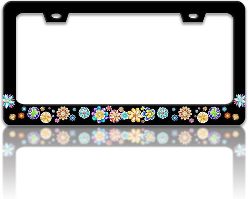 Brown Balck White Cow Print License Plate Frame Spots License Plate Holders Funny Stainless Steel Auto Accessory Bracket 2 Hole with Screws Universal Us Car License Plate Frames 6x12 in for Women Men in Saudi Arabia