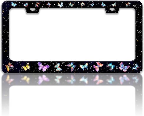 Brown Balck White Cow Print License Plate Frame Spots License Plate Holders Funny Stainless Steel Auto Accessory Bracket 2 Hole with Screws Universal Us Car License Plate Frames 6x12 in for Women Men in Saudi Arabia