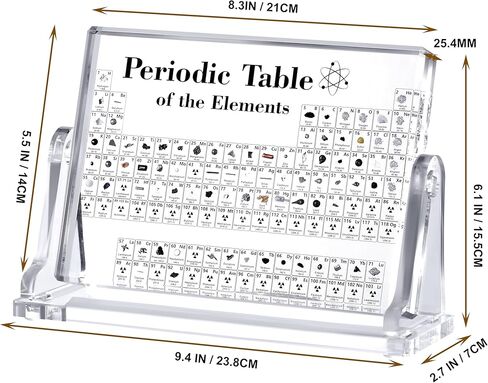 HeiMma Acrylic Periodic Table with Real Elements Inside，Size: 8.3" * 5.5", Gifts for Science Lovers Science Teacher Student in Kuwait