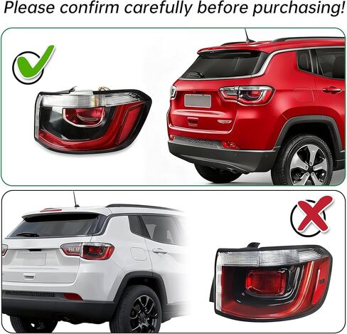 Kojem Tail Light Compatible with 2017-2021 Jeep Compass Right Side Lamp Stop Indicator Outer Car W/Blub Rear Brake Passenger RH Replacement for CH2804115 55112838AC in Saudi Arabia