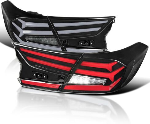 SPEC-D TUNING Black LED Sequential Tail Lights w/White Light Bars and Startup Animation Compatible with 2018-2022 Honda Accord 4Dr Sedan, Left + Right Pair Assembly in Saudi Arabia