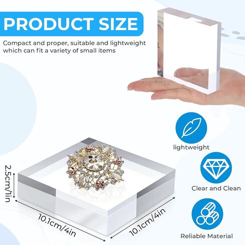 4Pcs Acrylic Blocks for Display 4 x 4 x 1 Inch Clear Acrylic Square Display Block Lucite Blocks Clear Polished Cube Risers Solid Jewelry Pedestal Stand for Jewelry Perfume Ring Collection Props Cake in Kuwait
