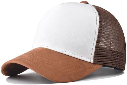 TOPTIE 5 Panel Baseball Cap Suede Front Mesh Back Adjustable Unisex Snapback Hat in Saudi Arabia