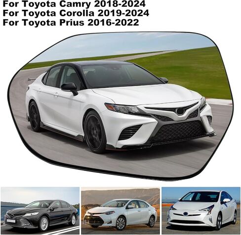 Driver Side Heated Mirror Glass Compatible with Toyota Camry 2018-2024, Corolla 2019-2024, Prius 2016-2022,Left Power Heated Convex Mirror Glass 8790706170, 8790733090, 8790733110, TO1324141 in Kuwait