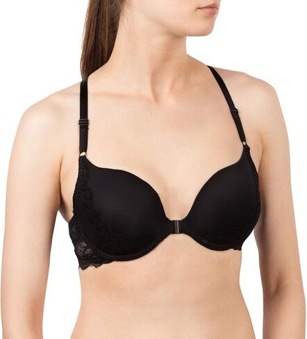 MIERSIDE Women's Front Closure Lace Racer Back Push up Bra (38A, Black) in Kuwait