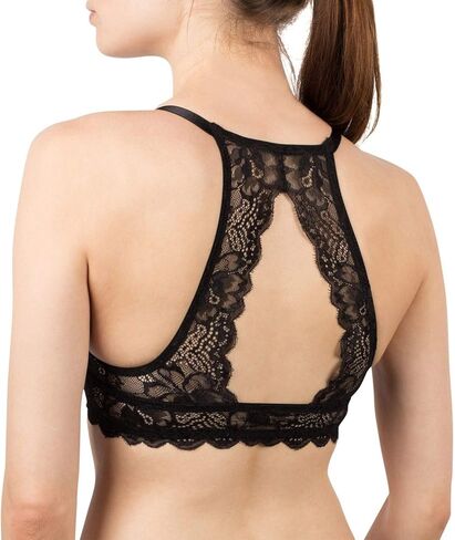 MIERSIDE Women's Front Closure Lace Racer Back Push up Bra (38A, Black) in Kuwait