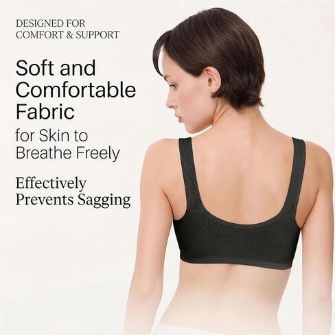 3PCS Front Closure Bras for Women,No Underwire Push Up Full Coverage Cotton Bralette,Dark Gray + Light Gray + Black,2XL Size in Saudi Arabia