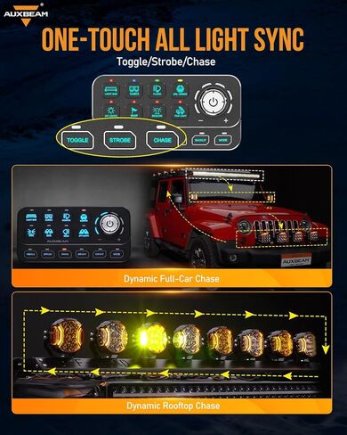 لوحة مفاتيح Auxbeam KS-80 8 Gang مع مقبض دوار - لوحة تحكم بإضاءة خلفية RGB عالمية مع 4 أوضاع تبديل/لحظية/نبض/SOS و4 مشغلات، ضوء مطاردة وتعتيم لشاحنة القوارب البحرية على الطرق الوعرة in Saudi Arabia