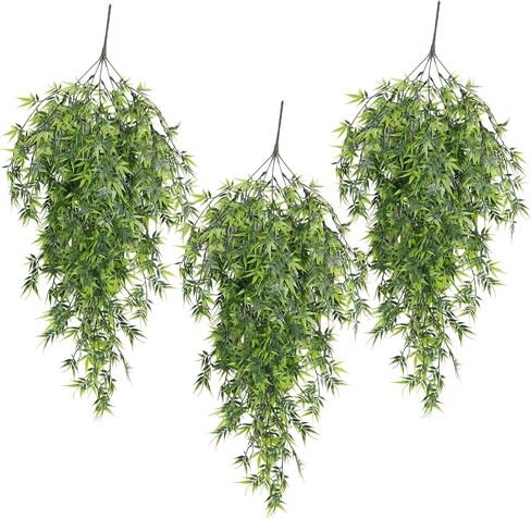 RECUTMS Artificial Hanging Bamboo Plants 3Packs 2.6FT Fake Bamboo Leaves Vine Plant Swag Faux Ivy Greenery for Home Office Wedding Party Garden Patio Kitchen Wall Spring Summer Indoor Outdoor Decor in Saudi Arabia