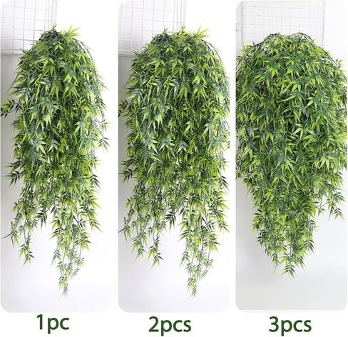 RECUTMS Artificial Hanging Bamboo Plants 3Packs 2.6FT Fake Bamboo Leaves Vine Plant Swag Faux Ivy Greenery for Home Office Wedding Party Garden Patio Kitchen Wall Spring Summer Indoor Outdoor Decor in Saudi Arabia