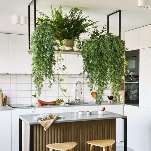 RECUTMS Artificial Hanging Bamboo Plants 3Packs 2.6FT Fake Bamboo Leaves Vine Plant Swag Faux Ivy Greenery for Home Office Wedding Party Garden Patio Kitchen Wall Spring Summer Indoor Outdoor Decor in Saudi Arabia