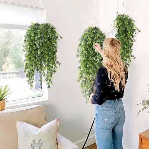 RECUTMS Artificial Hanging Bamboo Plants 3Packs 2.6FT Fake Bamboo Leaves Vine Plant Swag Faux Ivy Greenery for Home Office Wedding Party Garden Patio Kitchen Wall Spring Summer Indoor Outdoor Decor in Saudi Arabia