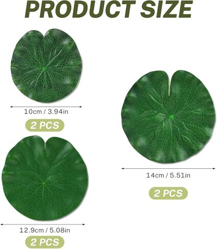 6 قطع من وسادات الزنبق الاصطناعية للبرك، 3 أحجام من وسادات الزنبق المزيفة العائمة الواقعية، نباتات أوراق اللوتس الاصطناعية لحمام السباحة، وحوض السمك، والنافورة، وتزيين الحديقة in Kuwait