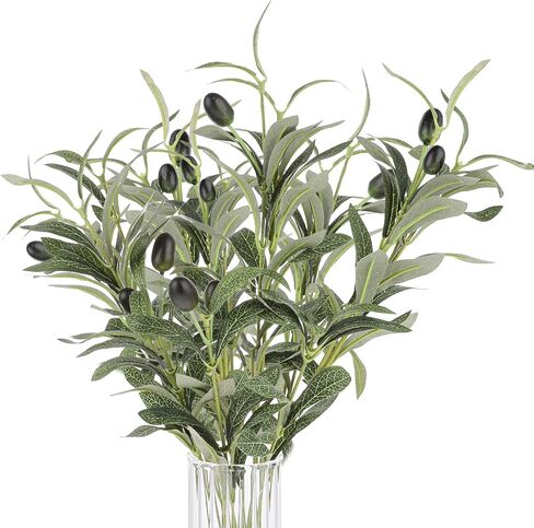 10.23" Artificial Olive Leaves Stems, 10 Sticks Fake Olive Branches for Vases, Artificial Plants Olives Tree Branches Indoor Greenery, Faux Greenery Stems for Vase Tabletop Home Office Wedding Party in Kuwait