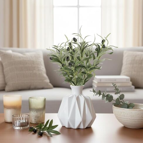 10.23" Artificial Olive Leaves Stems, 10 Sticks Fake Olive Branches for Vases, Artificial Plants Olives Tree Branches Indoor Greenery, Faux Greenery Stems for Vase Tabletop Home Office Wedding Party in Kuwait