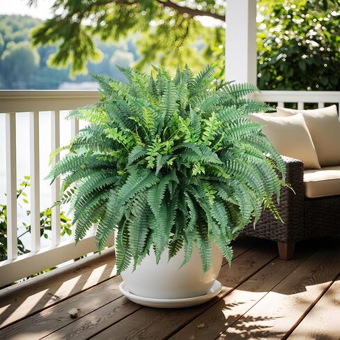 Fake Ferns Artificial Ferns for Outdoors Large Faux Ferns UV Resistance for Outdoor Large Planter Realistic Artificial Boston Fern Plants for Garden Balcony Terrace Decor 25.6In,2Pack,60Leaves in Saudi Arabia