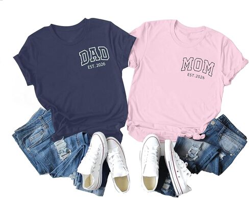 ASTANFY Dad Shirt Mom Shirt: Mom and Dad Matching Shirts Pregnancy Announcement T-Shirt Pregnancy Reveal Gifts Shirt in Saudi Arabia