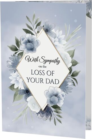 Sympathy Card – Loss of Dad – Blue Floral A5 Greeting Card with Message – Premium UK Made Design in Kuwait