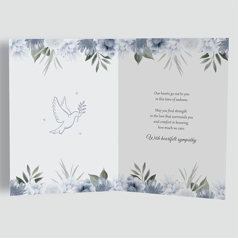 Sympathy Card – Loss of Dad – Blue Floral A5 Greeting Card with Message – Premium UK Made Design in Kuwait