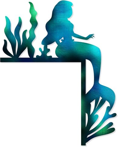 Pigort Ocean Door Frame Decoration– Metal Mermaid, Dolphin, Starfish Wall Art – Beach Themed Corner Signs for Door, Window, Bathroom, Home, Office Indoor & Outdoor (Mermaid) in Kuwait