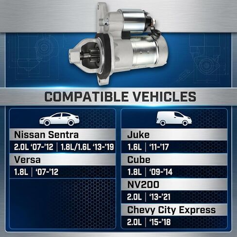محرك تشغيل 17982 متوافق مع Nissan Sentra 2.0L 1.8L 1.6L 07-19، Versa 1.8 07-12، Juke 11-17، Cube 09-14، NV200 13-21، محرك شيفروليه سيتي إكسبريس 15-18 L4 OE# S114-902A 19317693 in Kuwait