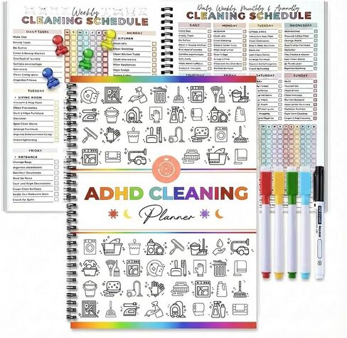 ADHD Cleaning Planner for Adults - 120g Heavyweight Non-Bleed Paper Daily Weekly Household Chore Chart - Professional ADHD Organizing Planner Notebook for Home & Office - 2026 Edition in Saudi Arabia