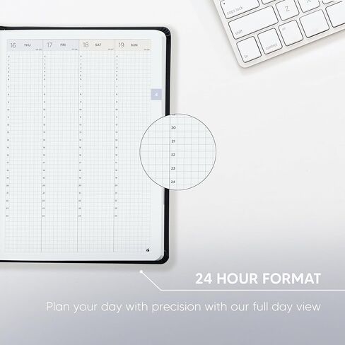 مخطط أكاديمي كل ساعة 2026-2027 - مخطط على مدار 24 ساعة مع فتحات زمنية أسبوعية وشهرية، كتاب مواعيد بغلاف مقوى للطلاب والمهنيين، تصميم ياباني بسيط، يونيو 2026 - يوليو 2027 (6 × 8.5) in Kuwait