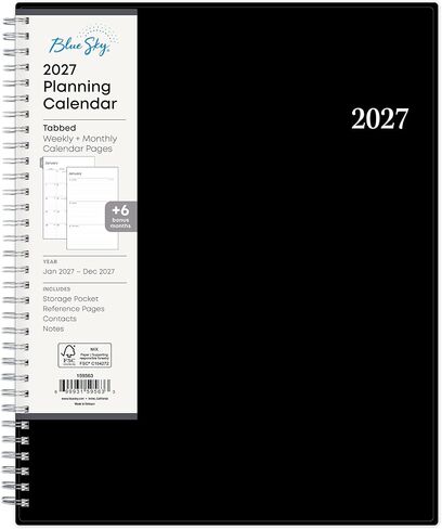 تقويم مخطط أسبوعي وشهري من بلو سكاي 2027، يتضمن يناير 2027 - ديسمبر 2027، 8.5 بوصة × 11 بوصة، غطاء مرن، سلكي، علامات تبويب مغلفة، جيب تخزين، مؤسسة in Saudi Arabia