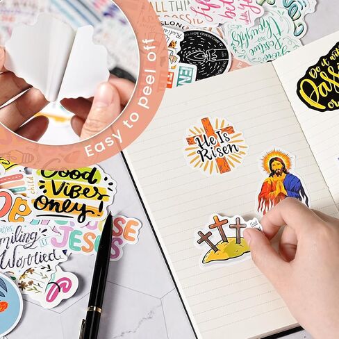 200PCS Easter Stickers, Inspirational Christian Stickers, Waterproof Planner Sticker for Water Bottle, Laptop, Planner, Journaling, Scrapbook, Bible Verse Sticker, Christian Gifts for Women - Colorful in Kuwait