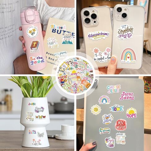 200PCS Easter Stickers, Inspirational Christian Stickers, Waterproof Planner Sticker for Water Bottle, Laptop, Planner, Journaling, Scrapbook, Bible Verse Sticker, Christian Gifts for Women - Colorful in Kuwait